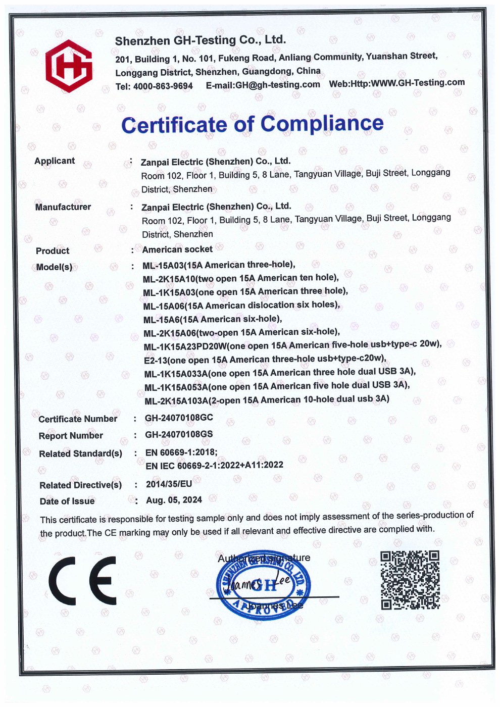 Socket · CE / LVD — Electrical components