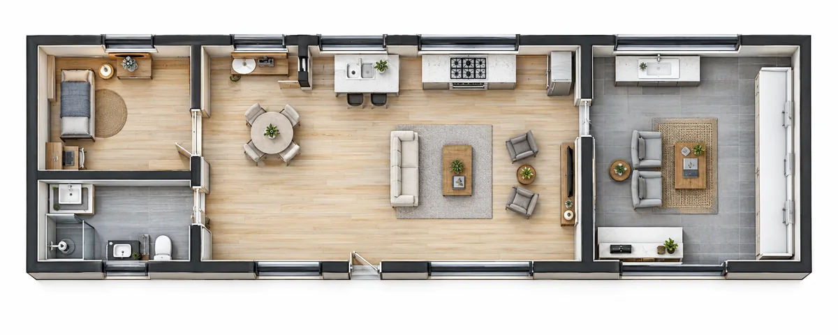 Quick-Assembly Houses — Multi-Room Layout